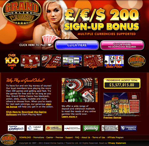 Play great games at Grand Casino online to start winning!